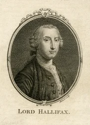 Portret George Montagu Dunk, 2. hrabia Halifax (1716-71), grawerowany przez Aliamet
