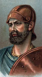 Portret Hannibala Barkasa - Portret Hannibala lub Annibala Barkasa (ok. 247-183 p.n.e.), kartagińskiego generała i męża stanu - Z serii „Przywódcy ludzi” - Chromolitografia - Szkoła angielska, XX wiek