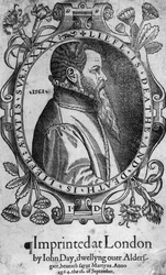 Portret Johna Daya, frontispis do Księgi Męczenników Lisów, 1564