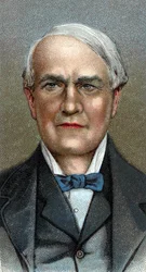 Portret Thomasa Alvy Edisona - amerykańskiego wynalazcy - Z serii „Liderzy mężczyzn”” - Chromolitografia - Szkoła angielska, XX wiek -