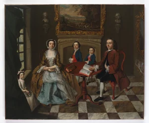 Portret rodziny we wnętrzu, uważany za rodzinę Roubel, lata 50. XVIII w.