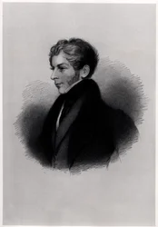 Portret hrabiego Clare, z ilustracji do życia i dzieł Lorda Byrona, tom II, autorstwa E.F.Fuden, 1833-34