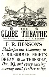 Plakat reklamujący „Sen nocy letniej” Williama Szekspira (1564-1616) w wykonaniu F.R. Bensona Shakespearean Company w teatrze Globe, ok. 1890 (druk)