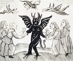 Przedstawianie dzieci diabłu, kopia ilustracji z Czarownicy z lasów wykorzystana w zbiorze książeczek o tematyce ezoterycznej