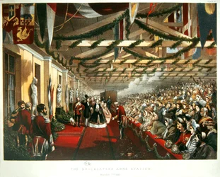 Księżniczka Aleksandra z Danii przybywa do Londynu 7 marca 1863 r. na Stacji Zbrojnej Murarzy ze swoim przyszłym mężem, księciem Walii. 1863 (kolor lito)