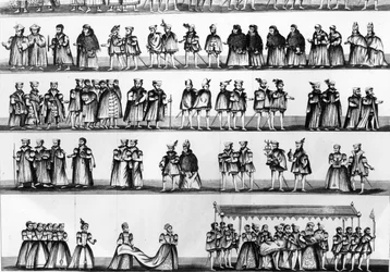 Procesja podczas chrztu księcia Artura, syna Henryka VII, wyryta w 1782 r.