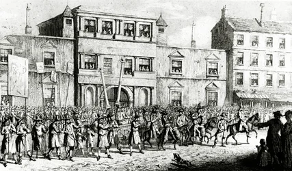 Procesja z 1741 roku w Londynie wyśmiewająca wolnomularzy, 1843