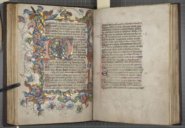 Psałterz z kalendarzem Sarum use, Fol 40 verso 41 recto, c.1425-75 (tusz, farba i złoto na welinie)