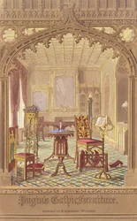 Pugins Gothic Furniture, Augustus Charles Pugin (1762-1832), wyd. R. Ackermann, 1827