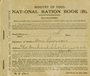 Racje żywnościowe dla Williama Pearsona, Chorleywood, Hertfordshire, 1919 (druk)