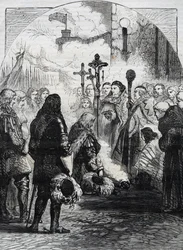 Recepcja Jakuba II w Dublinie, opublikowana w „Ilustrowanej Historii Anglii Cassella, tom IV”, 1874