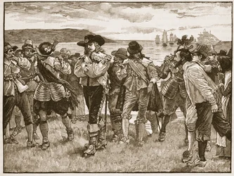 Recepcja wicehrabiego Wimbledonu w Plymouth, ilustracja z Cassells Illustrated History of England (zdjęcie w sepii)