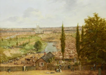 Rhobess Farm w 1844 r. (obecnie Ampthill Square w Camden w Londynie); widnieje napis „Wszystko, co pozostało w roku 1844 z niegdyś sławnej Rhobess Farm Hampstead Road, obecnie Ampthill Square” (na etykiecie verso); olej na desce; 33x45,5 cm