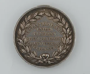 Srebrny medal Funduszu Patriotycznego upamiętniający sojusz Anglii i Francji 1854, przyznany przez burmistrza Dover, 1855