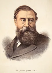 Sir Samuel Baker, ilustracja z The Pictorial Edition of the Life and Discoveries of David Livingstone autorstwa J. Ewing Richie, wyd. przez A. Fullartona & Co., 1876