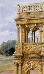 Varanda sul, Audley End House, final do século 19 (aquarela sobre papel) polonês