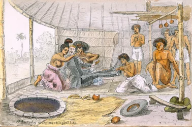 Św. Antoni nigdy nie był kuszony jak…, z „Pielgrzymki ye Revnd”. Simpleheart, Przygody naiwnego misjonarza na morzach południowych, ok. 1880 (pióro i toaleta na papierze)