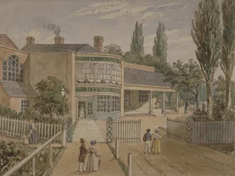 Herbaciarnia St Helena, Lower Road, Rotherhithe, ok. 1860 (wc na papierze)