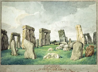 Stonehenge w obecnym stanie, świątynia Anpedilunian, 1821 (wc na papierze)