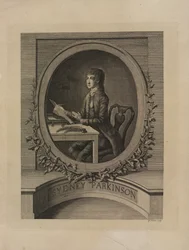 Sydney Parkinson, frontyspis z „Dziennika podróży na morza południowe, na statku Jego Królewskiej Mości, Endeavour (pod dowództwem kapitana Jamesa Cooka)” 1773 (rycina)