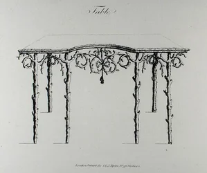 Stół, z „Grotesque Architecture, or Rural Amusement”, Williama Wrighte, opublikowany 1768 (rycina) (zdjęcie czarno-białe)
