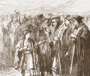 Taboryci wybierający pastora, ilustracja z Historii protestantyzmu Jamesa Aitkena Wylie (1808-1890), wyd. 1878