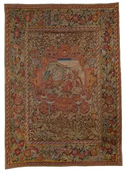 Gobelin wiszący z zestawu Chastleton House, narodziny Fareza i Zary, synów Judy i Tamasa, z Księgi Rodzaju XXXVIII, wykonany w Sheldon w Anglii, ok. 1595 r. (wełna)