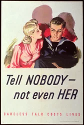 Nie mów nikomu - nawet jej. Beztroska rozmowa kosztuje życie, plakat II wojny światowej