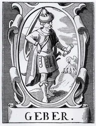 Alchemik Geber (XIV w.) ilustracja z nauki i literatury w średniowieczu i renesansie, napisana i rytowana przez Paula Lacroix, 1878