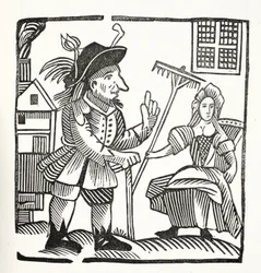 Postawienie przed sądem i oskarżenie sir Johna Barleycorna, rycerza, ilustracja z Chap-books of the Eighteenth Century Johna Ashtona, opublikowano w 1882 roku