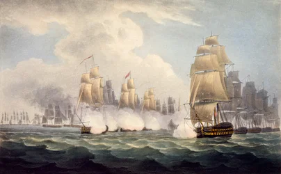 Klęska Francuzów pod Linois przez Commodore Dances Squadron, 15 lutego 1804 z The Naval Chronology of Great Britain, J. Ralfe