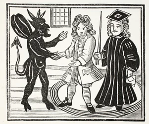 The History of Dr John Faustus, ilustracja z rozdziałów XVIII wieku autorstwa Johna Ashtona, wyd. 1882