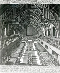 Wnętrze Westminster Hall (lito) (bw zdjęcie)