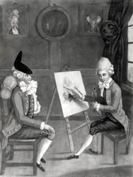 Malarz makaronów lub Billy Dimple pasujący do jego obrazu, opublikowany przez Bowles and Carver, 1772 (mezzotinta)