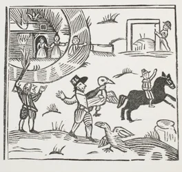 The Mad Pranks of Tom Tram, ilustracja z książki Chap-books of the Eighteenth Century Johna Ashtona, wyd. 1882
