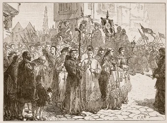 Pielgrzymka łaski w 1536 r., ilustracja z Cassells Illustrated History of England (zdjęcie w sepii)