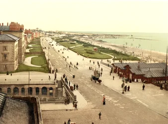 Promenada i jeziora, Southport (zdjęcie ręcznie kolorowane)