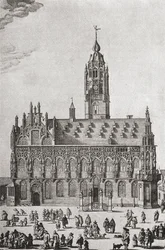 Stadhuis, Middelburg, tak jak w XVI wieku, z „Krótkiej historii narodu angielskiego” J. R. Greena, opublikowanej w 1893 r.