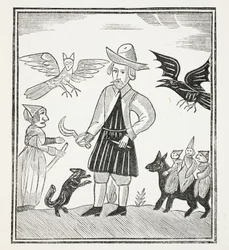 Czarownica z lasów, ilustracja z książki Chap z XVIII wieku autorstwa Johna Ashtona, wyd. 1882