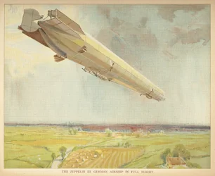 Zeppelin III. Niemiecki sterowiec w pełnym locie.Książka sterowców dla małych ludzi. Londyn: Ernest Nister, [1912]