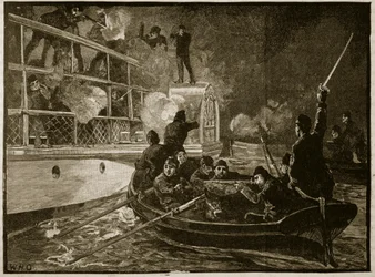Schwytanie Karoliny, 1837, ilustracja z Cassells Illustrated History of England (zdjęcie w sepii)