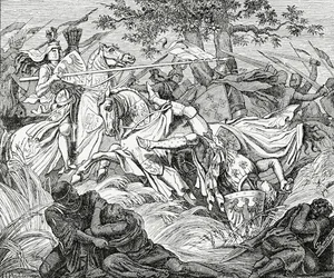 Śmierć Manfreda w bitwie pod Benewentem, 26 lutego 1266, 1882 r.