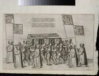 Kondukt pogrzebowy sir Philipa Sidneya (1554-1586) w drodze do katedry św. Pawła, 1587, ryty przez Theodora de Bry (1528-1598)