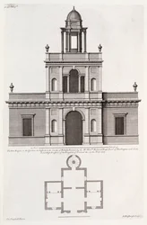 Nowe „Bagnio” w ogrodach w Chiswick House, z „Vitruvius Britannicus lub The British Architect” Colena Campbella (rycina)