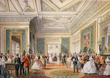 Podpisanie aktu poświadczenia małżeństwa, z Pomnika małżeństwa Edwarda VII i Aleksandry z Danii, wyd. 1864