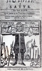 Strona tytułowa pierwszej księgi Jure Divino - A Satyr Daniela Defoe (1660-1731) wydanej w 1706 r.