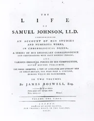 Strona tytułowa, z The Life of Samuel Johnson autorstwa Jamesa Boswella (1740-1795)