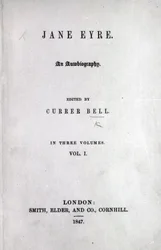 Strona tytułowa do pierwszego wydania Jane Eyre autorstwa Charlotte Bronte, 1847 (druk)