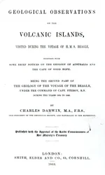 Strona tytułowa do obserwacji geologicznych na wyspach wulkanicznych Karola Darwina, 1844 (papier drukowany)