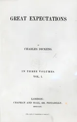 Strona tytułowa do Great Expectations Charlesa Dickensa, tom pierwszego wydania, 1861 (druk)